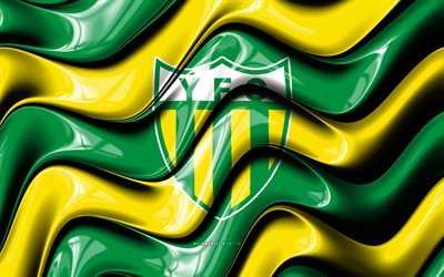 logotipo 3d de ypiranga fc, 4k, ondas 3d amarillas verdes, serie b brasileña, fútbol americano, bandera de ypiranga fc, creativo, logotipo de ypiranga fc, ypiranga fc, club de fútbol brasileño, fútbol, fc ypiranga