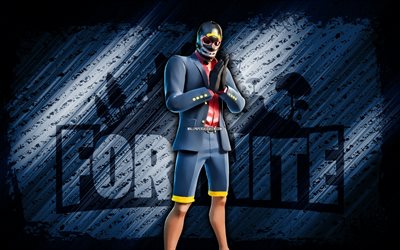 Island Heist Fortnite, 4k, gray diagonal background, grunge art, Fortnite, artwork, Island Heist Skin, Fortnite characters, Island Heist, Fortnite Island Heist Skin