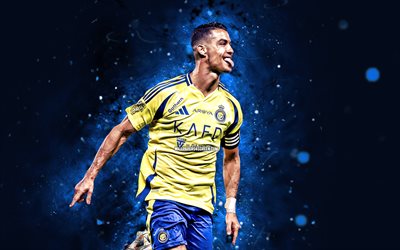 4k, cristiano ronaldo, mavi soyut arka plan, al nassr fc, futbol yıldızları, suudi pro ligi, cr7, cristiano ronaldo al nassr, futbol, al nass fc, mavi neon işıklar, riyad, cr7 al nassr, cristiano ronaldo 4k