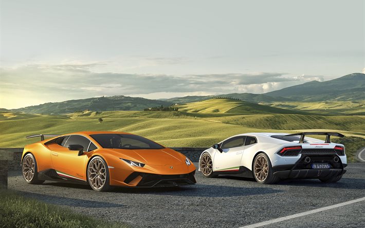 Lamborghini Huracan de la Performance, de la route, 2018 voitures, supercars, les paysages, les Lamborghini