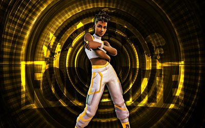 pase de banda blanca fortnite, 4k, fondo espiral amarillo, fortnite, creativo, diseño de pase de banda blanca, skin de pase de banda blanca de fortnite, pase de banda blanca, personajes fortnite