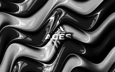 logotipo 3d de los ases de las vegas, 4k, ondas 3d grises negras, wnba, baloncesto, bandera de los ases de las vegas, logotipo de las vegas aces, emblema de los ases de las vegas, equipo de baloncesto americano, ases de las vegas