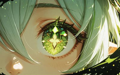 ناهدة, 4k, العين الخضراء, عن قرب, تأثير جينشين, بطل الرواية, مانغا, شخصيات جينشين إمباكت, عمل فني, ناهدة جينشين إمباكت