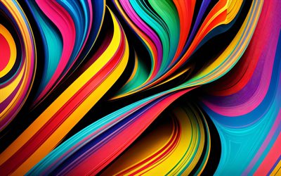 4k, ondas 3d coloridas, arte criativa, projeto de materiais, vórtice, curvas 3d coloridas, obra de arte, abstração colorida, ondas abstratas coloridas, fundo ondulado abstrato, ondas abstratas, fundos abstratos