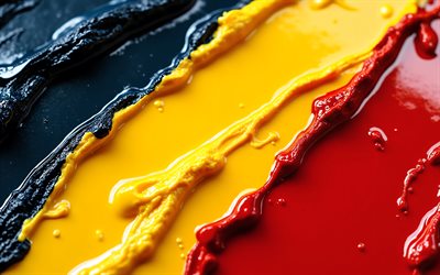 Belgian flag, black yellow red paint strokes, flag of Belgium, paint art, Belgium flag, Europe, Belgium, Belgian paint strokes flag