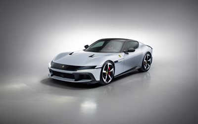 ferrari 12 cilindri, 4k, vista frontal, exterior, f167, ferrari 12cilindri gris, autos deportivos de lujo, superdeportivo, autos deportivos italianos, ferrari