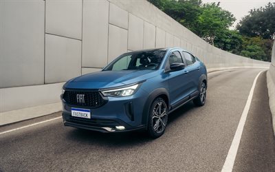 フィアットファストバック, 4k, クロスオーバークープ, 2025車, 道, 青いフィアットファストバック, 2025 fiat fastback, イタリアの車, フィアット