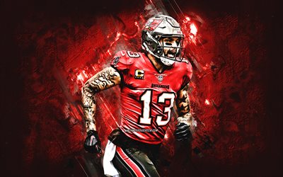 mike evans, tampa bay buccaneers, roter steinhintergrund, nfl, usa, grunge  kunst, amerikanischer fußball, michael lynn evans jr, national football league