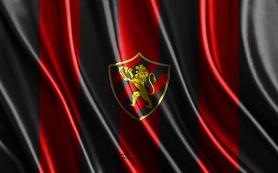 4k, logotipo de sport recife, serie brasileña a, textura de seda negra roja, bandera sport recife, equipo de fútbol brasileño, fútbol americano, bandera de seda, emblema deportivo recife, brasil, insignia deportiva, recfife sport