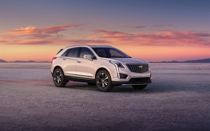 2025, cadillac xt5, 4k, vista frontale, esterno, nuovo bianco cadillac xt5, white xt5 2025, auto americane, cadillac