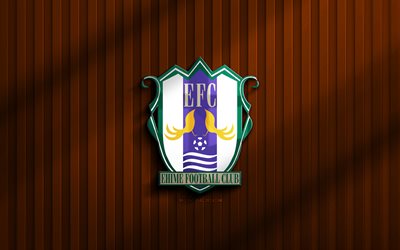 4k, ehime fc 3d 로고, j2 리그, 오렌지 3d 배경, 축구, ehime fc emblem, ehime fc 로고, ehime fc, 일본 축구 클럽, fc ehime