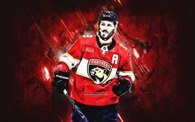 matthew tkachuk, panteras de florida, jugador de hockey estadounidense, nhl, fondo de piedra roja, arte grune, eeuu, hockey, matthew tkachuk florida panthers