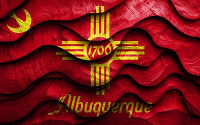 4k, bandera de albuquerque, ciudades estadounidenses, banderas de ondas 3d de madera, día de albuquerque, eeuu, bandera de madera de albuquerque, albuquerque nuevo méxico, albuquerque