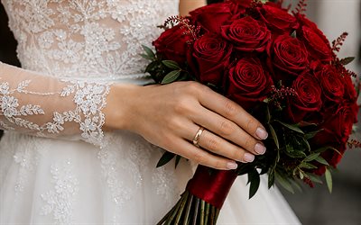 الورد العنابي في يد العروس, باقة الزفاف, الورود بورجوندي, الورود, بورجوندي باقة الزفاف, مفاهيم الزفاف, قوالب الزفاف, زوجة, قِرَان