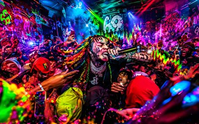 4k, 6ix9ine, fans, konzert, tekashi69, nachtparty, bunter abstrakter hintergrund, musikstars, daniel hernandez, kreativ, amerikanischer rapper, 6ix9ine kunst, tekashi, amerikanische berühmtheit, 6ix9ine 4k