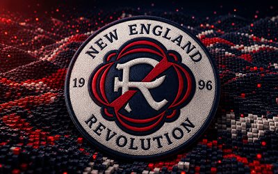 New England Revolution fabric logo, 4k, blue red 3D background, MLS, soccer, New England Revolution logo, football, New New England Revolution, american soccer club, New England Revolution FC