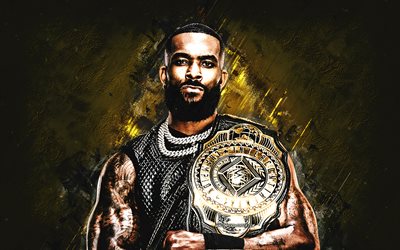 montez ford, wwe, lottatore americano, sfondo di pietra dorata, lottatore di bayley, campione della wwe, arte del grunge, usa, lotta, kenneth crawford, montez ford wwe, spettacolo di wrestling mondiale