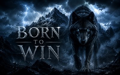 Born to win, 4k, fantasy art, wolf, popular short quotes, darkness, Born to win concepts, inspiration, Born to win inspiration, creative, Born to win Art