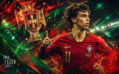 joao félix, 4k, fondo digital verde rojo, selección de fútbol de portugal, futbolistas portugueses, joao félix 4k, fútbol americano, fútbol, logotipo del equipo de portugal, equipos nacionales, equipo joao félix portugal