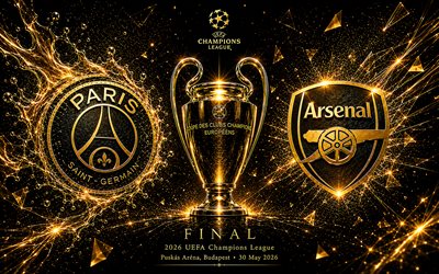 psg vs arsenal fc, final de la liga de campeones de la uefa 2026, arte dorado, psg, arsenal fc, liga de campeones, final, parís saint germain vs arsenal, parís saint germain, estadio puskás, budapest, partido de futbol, fútbol americano