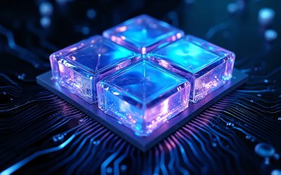 logotipo de cristal azul de windows 11, 4k, letrero de cristal azul de windows 11, logotipo de windows 11, emblema de cristal de cristal azul de windows 11, ventanas 11, fondo de tecnología, logotipo de windows, ventanas