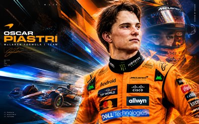 óscar piastri, 4k, fondo digital naranja, equipo mclaren f1, fórmula 1, pilotos de carreras australianos, f1, mclaren, óscar piastri 4k, fan art, mclaren racing limited fórmula uno, mclaren mercedes, mclarenf1, óscar piastri mclaren