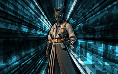 4k, Azuki, blue rays background, Azuki Skin, Azuki Fortnite, abstract art, Fortnite Azuki Skin, Fortnite characters, Fortnite, creative art