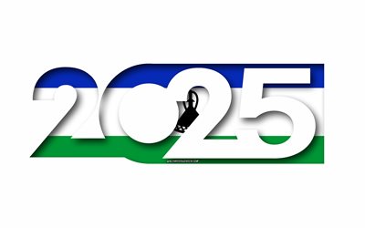 2025 Lesotho, white background, Lesotho, minimal art, 2025 Lesotho concepts, Lesotho 2025, flag of Lesotho, 2025 Lesotho background, Lesotho flag