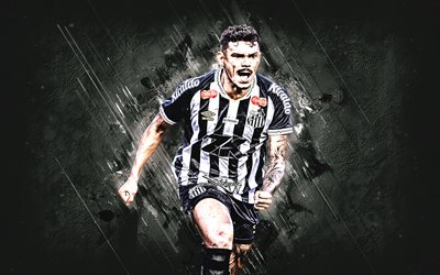 tiquinho soares, santos fc, joueur de football brésilien, tquinho santos, grunge, tiquinho, série brésilienne a, fond de pierre blanche, brésil, football, tquinho santos fc