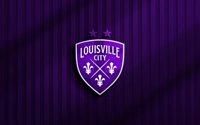 4k, louisville city fc 3d logo, usl, contexte 3d violet, football, emblème du louisville city fc, logo du louisville city fc, louisville city fc, club de football américain, ville de louisville