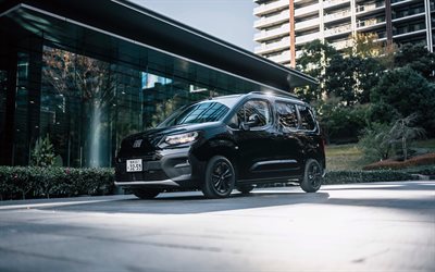 Fiat Doblo, 4k, minivans, 2025 cars, JP-spec, Fiat 360, Black Fiat Doblo, 2025 Fiat Doblo, italian cars, Fiat