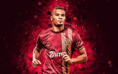 ashley cupido, 4k, luci al neon viola, stellenbosch fc, premiership sudafricana, calciatori sudafricani, ashley cupido 4k, calcio, ashley cupido stellenbosch fc