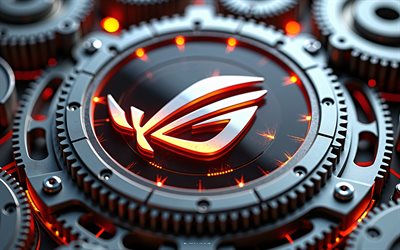 rogメタルロゴ, ゲーマー共和国, 4k, メタルギア, asus rog, 3dメカニズム, rogエンブレム, rog 3dロゴ, rog, メカニックアート, rog art, rogロゴ
