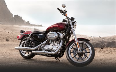 4k, Harley-Davidson XL883L Sportster SuperLow, offroad, 2015 bikes, superbikes, blue motorcycles, 2015 Harley-Davidson XL883L Sportster SuperLow, american motorcycles, Harley-Davidson