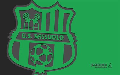US Sassuolo logo, 4k, green background, carbon art, US Sassuolo emblem, Italian football club, Serie B, Italy, US Sassuolo, football, Sassuolo