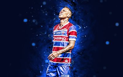 breno lopes, 4k, blaue neonlichter, fortaleza fc, brasilianische serie a, brasilianische fußballer, breno lopes 4k, fortaleza ec, breno lopes fortaleza