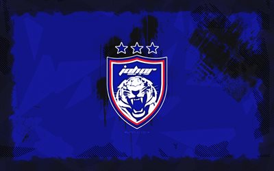 logo johor dt grunge, 4k, malesia super league, sfondo blu grunge, calcio, johor dt emblem, logo johor dt, johor dt, club di calcio malese, johor darul tazim fc