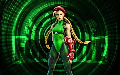 cammy fortnite, 4k, fondo espiral verde, fortnita, creativo, piel de cammy, piel de cammy fortnite, cammy, personajes de fortnite