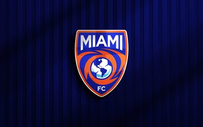 4k, miami fc 3d logo, usl, mavi 3d arka plan, futbol, miami fc amblemi, miami fc logosu, miami fc, amerikan futbol kulübü, fc miami