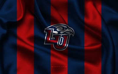 4k, liberty flamesロゴ, 赤青の絹の布, アメリカンフットボールチーム, liberty flames emblem, ncaa, 自由の炎, アメリカ合衆国, アメフト, liberty flames football, 全米大学アスレチック協会