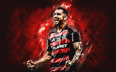 danilo, flamengo, calciatore brasiliano, cr flamengo, sfondo di pietra rossa, grunge art, brasile, calcio, danilo luiz da silva, danilo flamengo, club de regatas do flamengo