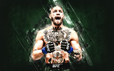 Conor McGregor, UFC, Irish Fighter, Ultimate Fighting Championship, green stone background, grunge art