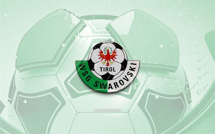 شعار wsg tirol اللامع, 4k, خلفية كرة القدم الخضراء, البوندسليجا النمساوية, كرة القدم, نادي كرة القدم النمساوي, wsg tirol emblem, تيرول fc, شعار الرياضة, wsg tirol logo, wsg تيرول