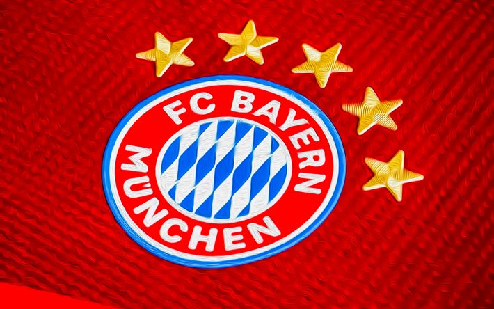 4k, バイエルン・ミュンヘンがロゴを描いた, ファンアート, ブンデスリーガ, サッカー, ドイツのフットボールクラブ, バイエルンミュンヘンのロゴ, 塗装された芸術, バイエルンミュンヘンのエンブレム, バイエルンミュンヘンfc, フットボール, スポーツロゴ, fcバイエルンミュンヘン