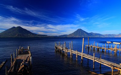 Le Guatemala, le 4k, les montagnes, jetée, mer, plage