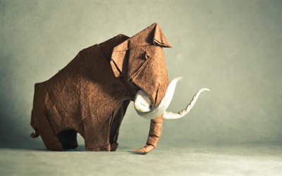 El mamut, animales de papel, origami, creativo