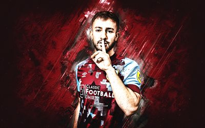 Halil Dervisoglu, Burnley FC, portrait, Turkish footballer, burgundy stone background, EFL Championship, England, football