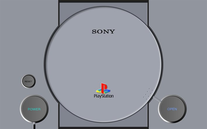 Sony PlayStation, game console, PS1, PlayStation 1, top view, PSX, PS one, PlayStation, Sony