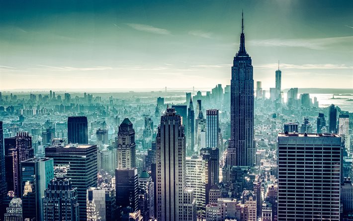 4k, empire state binası, nyc, metropol, amerikan şehirleri, ufuk çizgisi, new york, kentsel alan, gökdelenler, new york city, amerika birleşik devletleri, amerika, new york panoraması