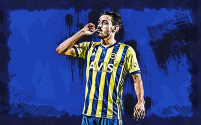 4k, इरफान कैन कहवेसी, ग्रंज कला, फेनरबाश एसके, तुर्की फुटबॉल खिलाड़ी, फ़ुटबॉल, सुपर लिग, फेनरबाश एफसी, इरफान कैन कहवेसी 4k, नीली ग्रंज पृष्ठभूमि, इरफान कैन कहवेसी फेनरबाश